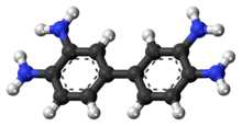 Ball-and-stick model of the 3,3′-diaminobenzidine molecule