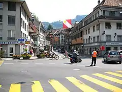 Crosswalk at intersection, in Thun, Switzerland