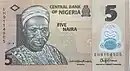 Front Side of a 5 Naira Banknote