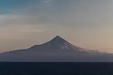 Shishaldin (9373ft, 2857m) volcano as seen from the Unimak Pass in the morning light.