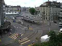 Crosswalk at Zurich tramway Central station