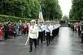 A Ukrainian Navy honor guard marching to the tomb.