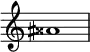  {
\override Score.TimeSignature #'stencil = ##f
\relative c'' {
  \clef treble \time 1/1 \hide Staff.TimeSignature \once \override Accidental.stencil = #ly:text-interface::print \once \override Accidental.text = \markup { \concat { \sharp \doublesharp}} ais1
} }