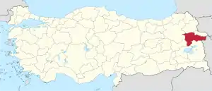 Location of Ağrı Province in Turkey