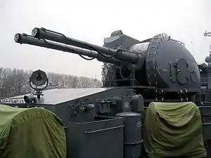 Russian navy 130mm (5.1 in) AK-130 dual barrel naval cannon
