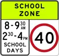 (R4-V105) 40&nbsp;km/h Speed Limit School Zone (Used in Victoria)