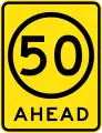 (R4-V108) 50&nbsp;km/h Speed Limit Ahead (Used in Victoria)