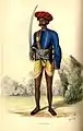 Indian soldier holding a talwar, 1850.
