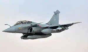 A Rafale-B multirole fighter aircraft.
