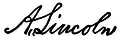 President Abraham Lincoln's signature as it appeared on the United States Patent that restored the Mission property to the Catholic Church in 1862. This is one of the few documents that the President signed as "A. Lincoln" instead of his customary "Abraham Lincoln."&nbsp;
