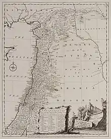A detailed map of Palestine from the 18th century