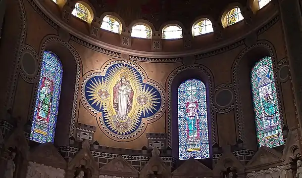 Woman clothed with the Sun as an altar painting in the a catholic church in the Votive Church, Szeged, Hungary, 1930
