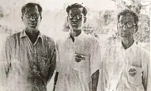 Abdul Halim, Saroj Mukherjee, Muzaffar Ahmed (From left to right)at Chandarnagore