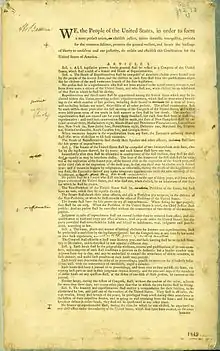 Abraham Baldwin's draft copy of the U.S. Constitution
