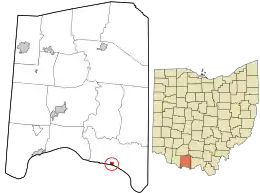Location in Adams County and the state of Ohio.