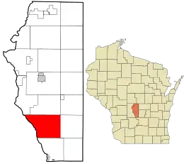 Location in Adams County and the state of Wisconsin.