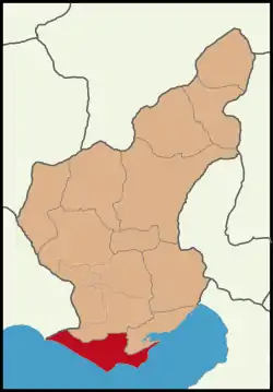 Location of Karataş in Adana.