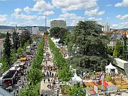Hessentag festival on a long alley filled with people