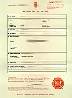 A long-form adoptive birth certificate.