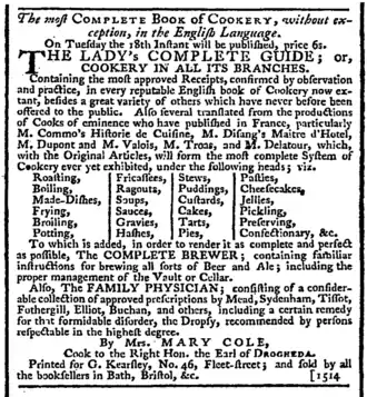 press advertisement giving details of the book, including claimed sources and a list of chapters
