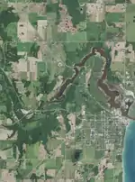 Mouth of the river into Lake Michigan, taken June 27, 2020