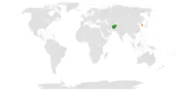 Map indicating locations of Afghanistan and South Korea