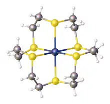 Structure of [Ag(18-ane-S6)]2+. The Ag-S distances are 2.62 Å.