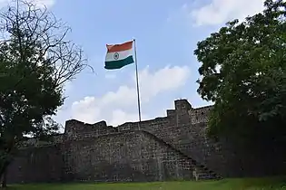 Ahmednagar fort with the national flag