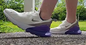 Air Max 270 in the "Sail Lilac" colorway, showing the flexibility of the Air unit