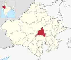 Location of Ajmer district in Rajasthan