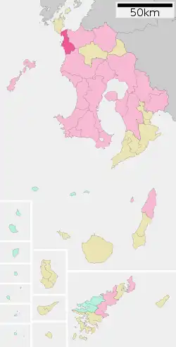 Location of Akune in Kagoshima Prefecture