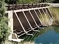 Disused Alamo Canal headgates at Hanlon Heading.  The first headgates, known as the Chaffey Gate, were located approximately 100 metres (330&nbsp;ft) south of this point.