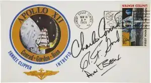 Alan Bean's Apollo 12 Insurance Cover, postmarked Nov. 14th 1969 and signed by Charles Conrad, Richard Gordon and Alan Bean