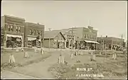 A real photo postcard captured a scene showing Albany, Minnesota on October 7-8, 1911