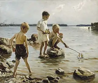 "Boys Playing Upon the Shore" (1884)