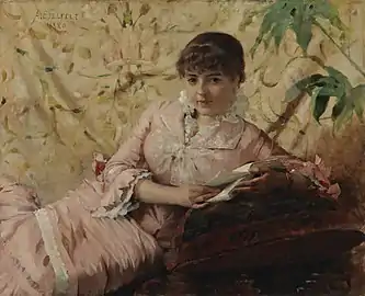 "A Parisienne reading" (1880)