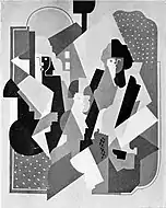 Albert Gleizes, c.1920, Figures planes (Trois personnages assis), dimensions approximately 126 x 100&nbsp;cm, location unknown. Exhibited Der Sturm, Berlin, 1921 (no. 927) and reproduced in Gleizes 1927, p.&nbsp;97.