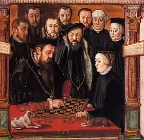Image 1Hans Muelich, 1552, Duke Albrecht V. of Bavaria and his wife Anna of Austria playing chess (from Chess in the arts)