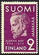 1934 postage stamp commemorating Kivi, by Germund Paaer&nbsp;[fi], after a sculpture by Wäinö Aaltonen