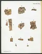 Pl. 8, Verso - A: Fragment similar to the month busts. B: Two unknown men C: Mary with Jesus in her lap D: Unknown saint E: Head of St. John. F-M: Indefinite.