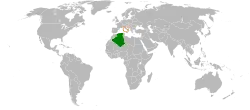 Map indicating locations of Algeria and Holy See