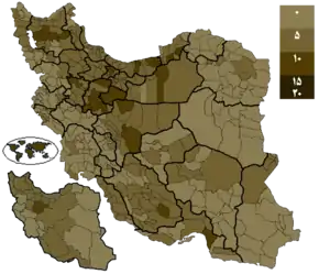 Votes received by Velayati per districts