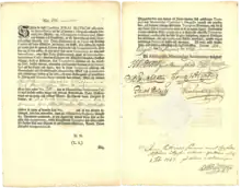 Stock certificate of the Ahlingsåhs Manufactur Societet for 100 silver Dalers, issued on 31 December 1728 to the founder Jonas Alström and signed by himself, among others. Among the financiers of his textile manufactory was the Swedish King Frederick of Hesse-Kassel. The activities of the Ahlingsåhs Manufactur were subsequently extended to include calico printing, the operation of tobacco plantations and the running of a sugar factory.