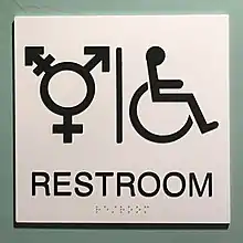 Idiosyncratic unisex restroom in USA (see LGBT symbols)
