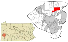 Location in Allegheny County and state of Pennsylvania