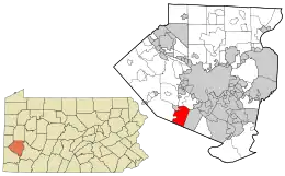 Location in Allegheny County and state of Pennsylvania