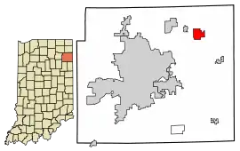 Location of Harlan in Allen County, Indiana.