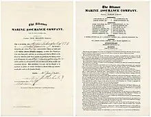 Founder's Stock (Subscriber Certificate) of the Alliance Marine Insurance Company for 50 shares of £100 each, issued in London on 31 January 1825, originally signed by Nathan M. Rothschild as President of the Company. The illustration on the right shows the reverse side of the share. Founded in 1824 as a sister company of the Alliance British and Foreign Life and Fire Assurance Company. Initiators were Nathan Meyer Rothschild and his brother-in-law Sir Moses Montefiore. The company was set up to underwrite maritime risks previously declined by Lloyd's. 1906 Merged with Alliance Insurance.