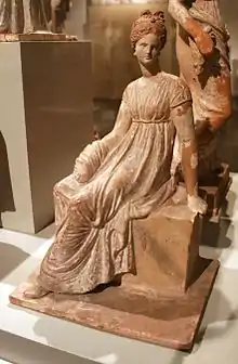 Wealthy 'middle-class' women: so-called Tanagra figurine, ancient Greece, 325–150&nbsp;BCE, Altes Museum