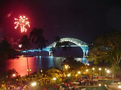Image 3A nighttime view of the Bridge of the Americas, 2006